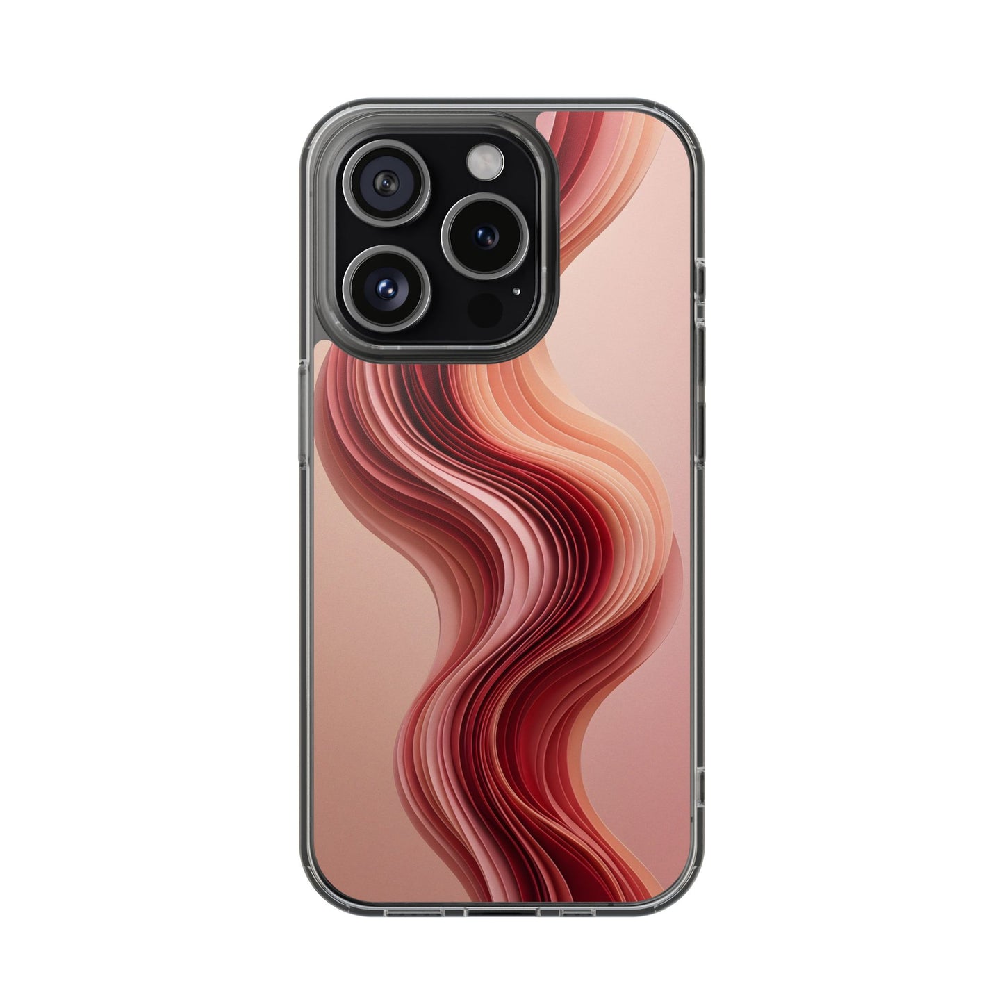 Terracotta Fluid Wave Clear Case - MagSafe Compatible Abstract Cover