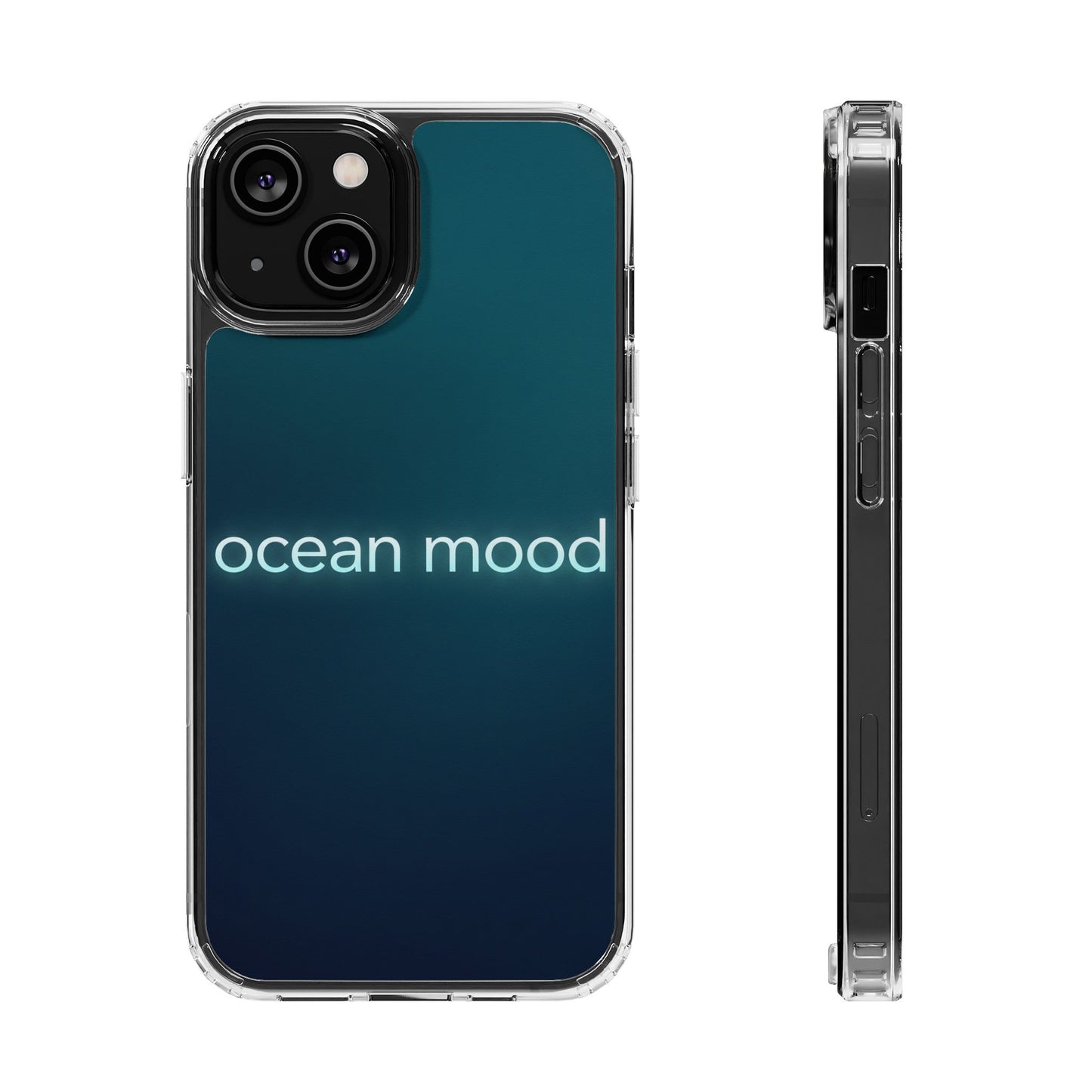 Dark Ocean Mood Neon Typography Case - MagSafe Compatible Minimalist Cover