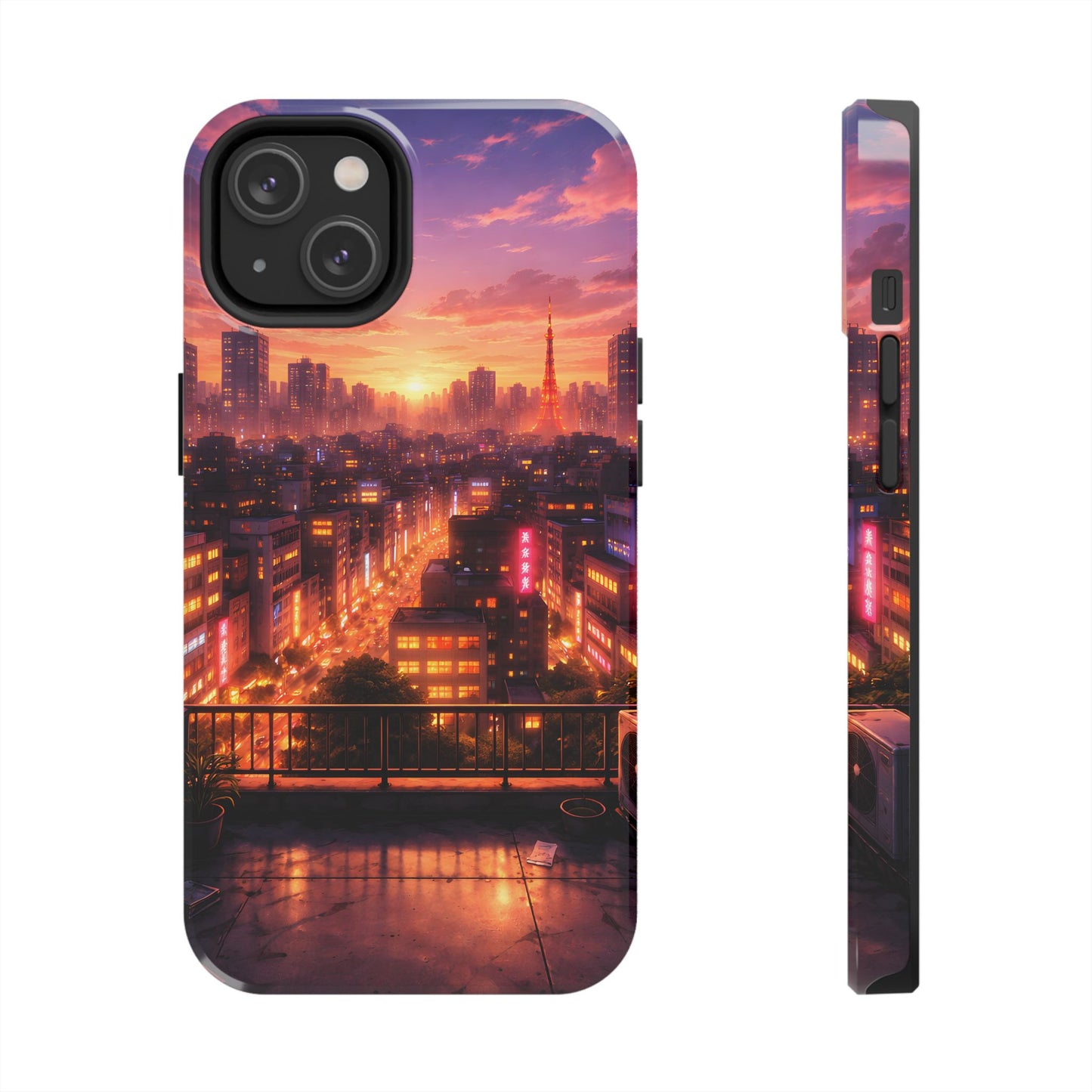 Tokyo Sunset Rooftop Tough Case - Urban Lo-Fi Skyline Cover for iPhone & Samsung