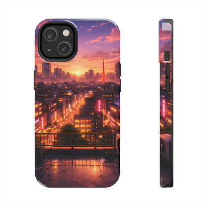 Tokyo Sunset Rooftop Tough Case - Urban Lo-Fi Skyline Cover for iPhone & Samsung