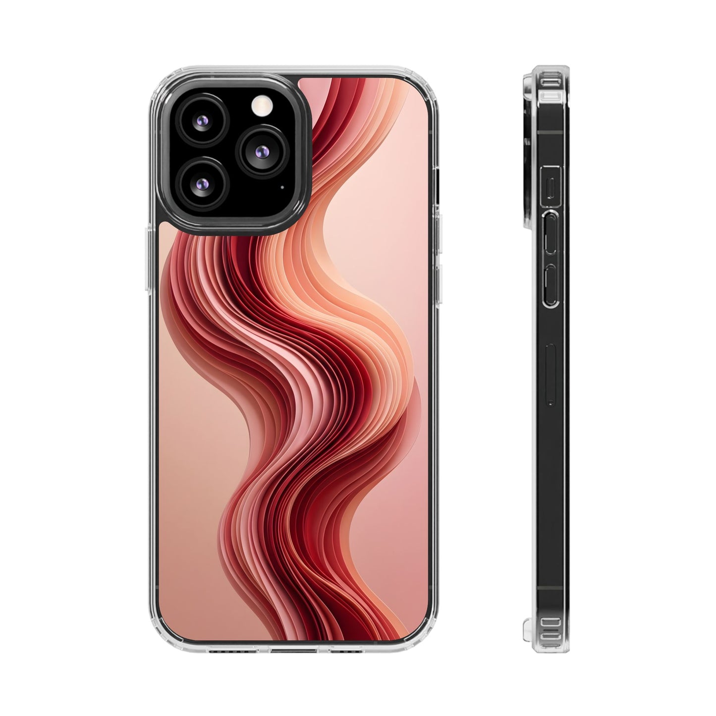 Terracotta Fluid Wave Clear Case - MagSafe Compatible Abstract Cover