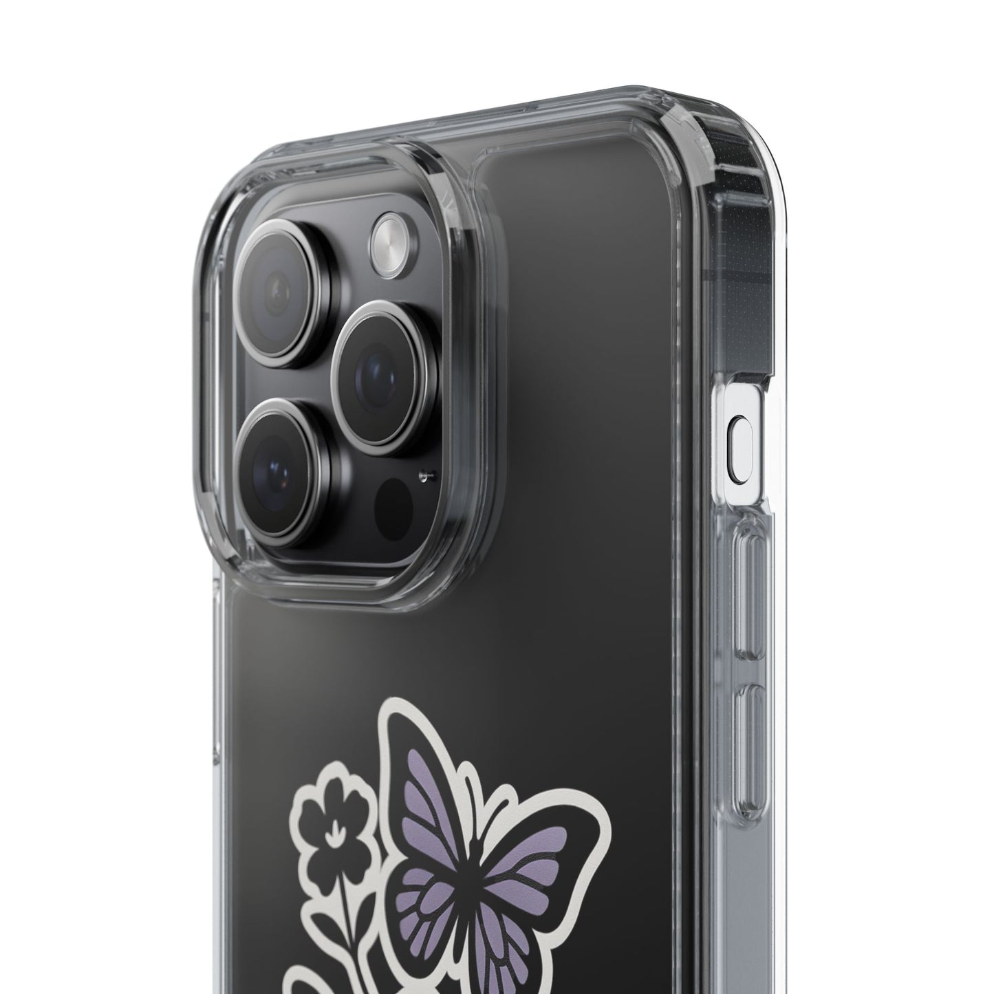 Clear Lavender Butterfly Case - Floral Botanical Transparent Cover for iPhone & Samsung