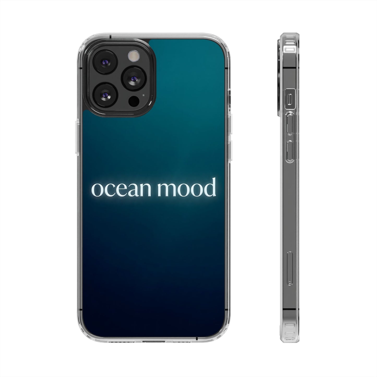 Dark Ocean Mood Clear Case - MagSafe Compatible Teal Gradient Cover