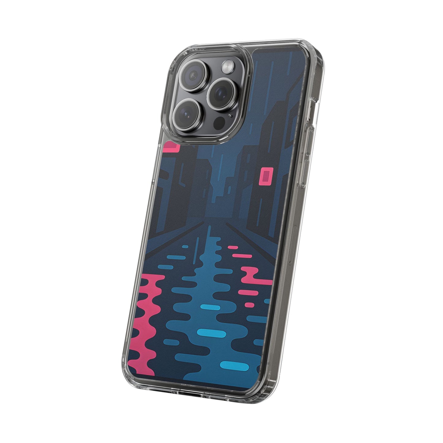 Clear Rainy Neon Street Case - Minimalist Urban Aesthetic Transparent Cover