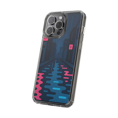 Clear Rainy Neon Street Case - Minimalist Urban Aesthetic Transparent Cover
