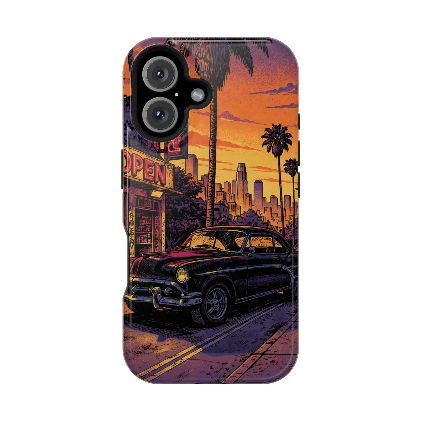 Retro Boulevard: Lofi Sunset Classic Cruiser MagSafe Case