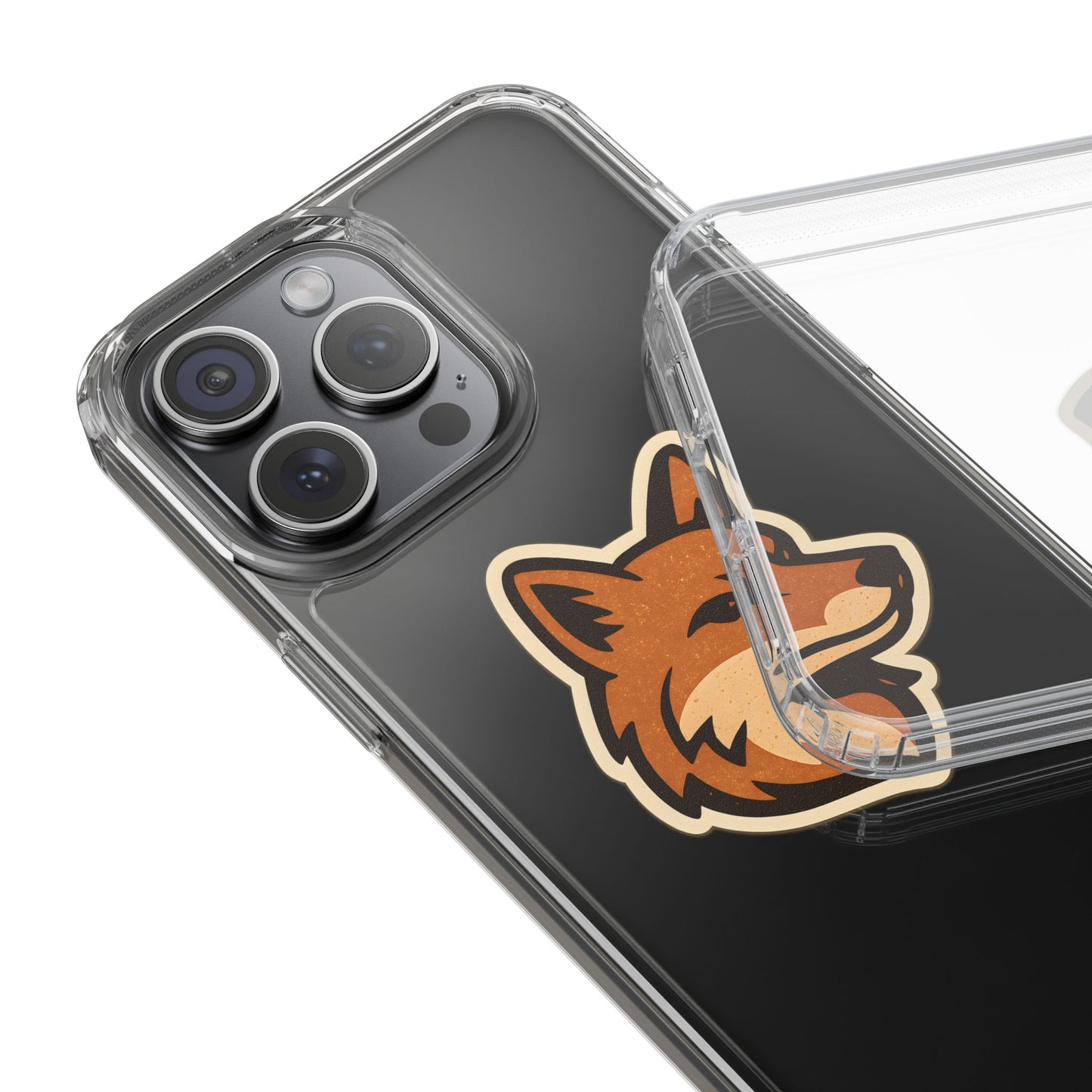 Clear Fox Emblem Phone Case - Vintage Wildlife Sticker Transparent Cover