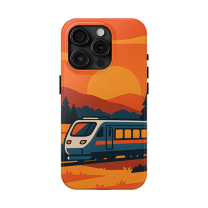 Golden Hour Express Tough Case - Minimalist Sunset Train Aesthetic Cover