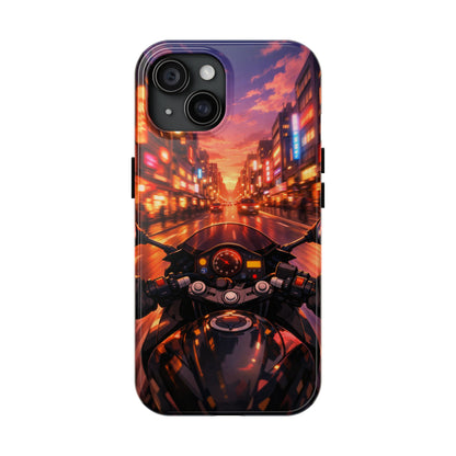 Motorcycle City POV Tough Case - Urban Sunset Rider Cover for iPhone & Samsung