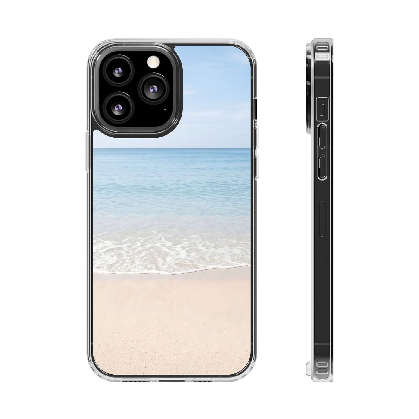 Serene Beach Landscape Clear Case - MagSafe Compatible Coastal Cover