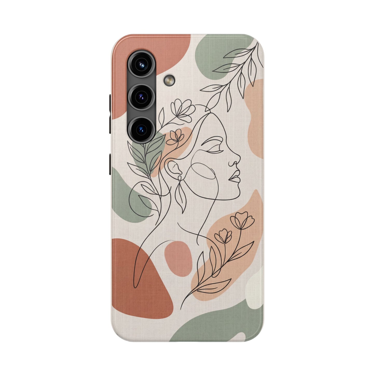 Earthy Abstract Female Line Art Tough Case - Minimalist Boho Cover for iPhone & Samsung