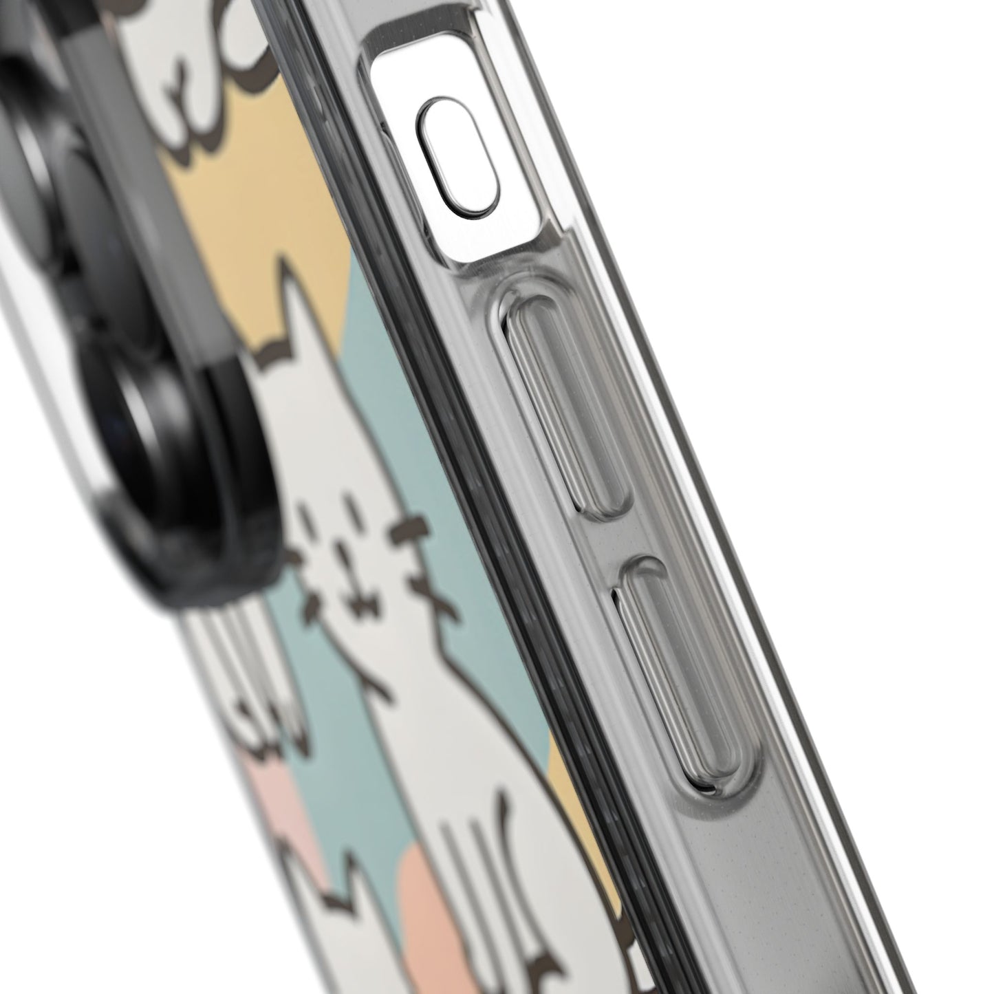 Clear White Cat Pattern Case - Kawaii Pastel Aesthetic Transparent Cover