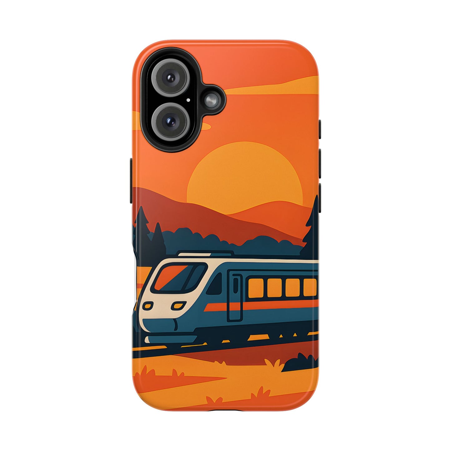 Golden Hour Express Tough Case - Minimalist Sunset Train Aesthetic Cover