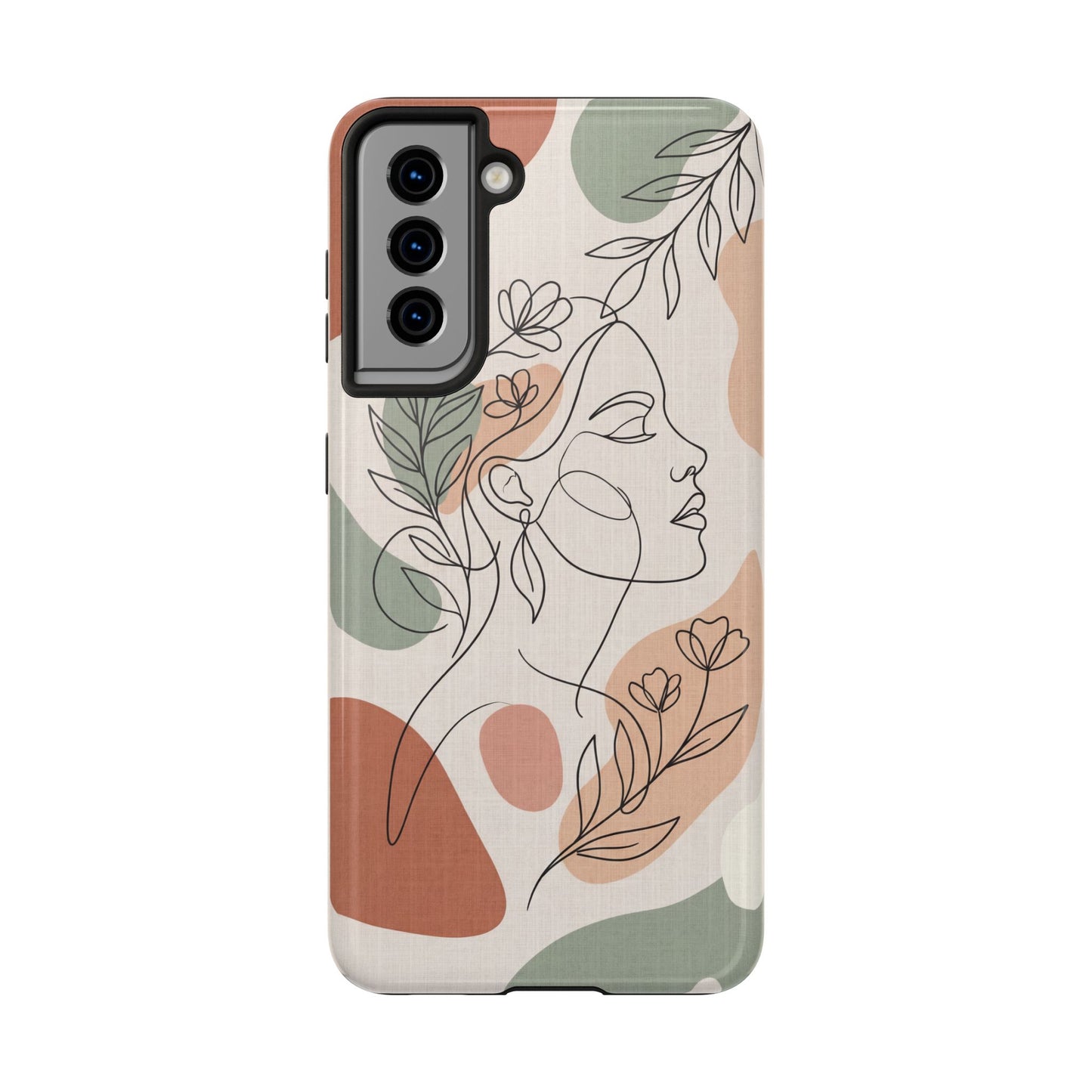 Earthy Abstract Female Line Art Tough Case - Minimalist Boho Cover for iPhone & Samsung