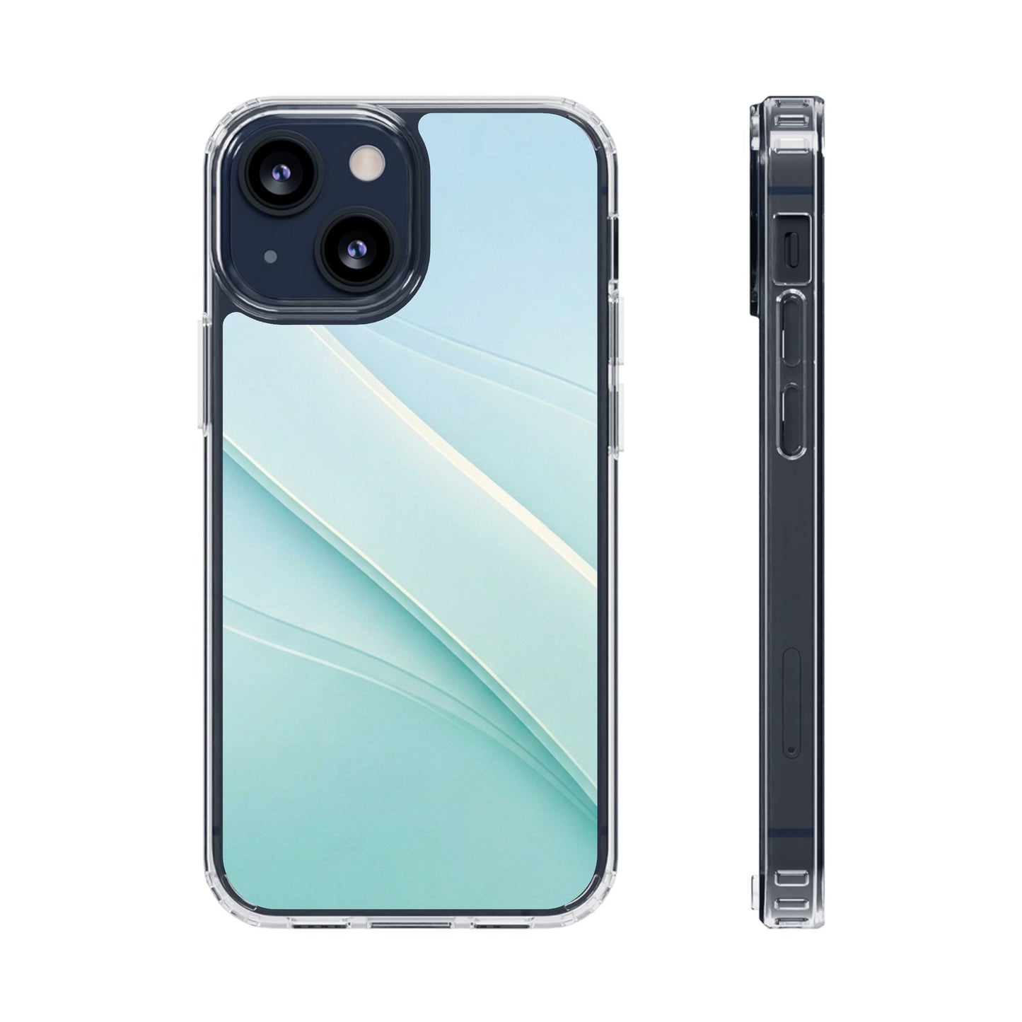 Ethereal Aqua Waves Clear Case - MagSafe Compatible Minimalist Cover
