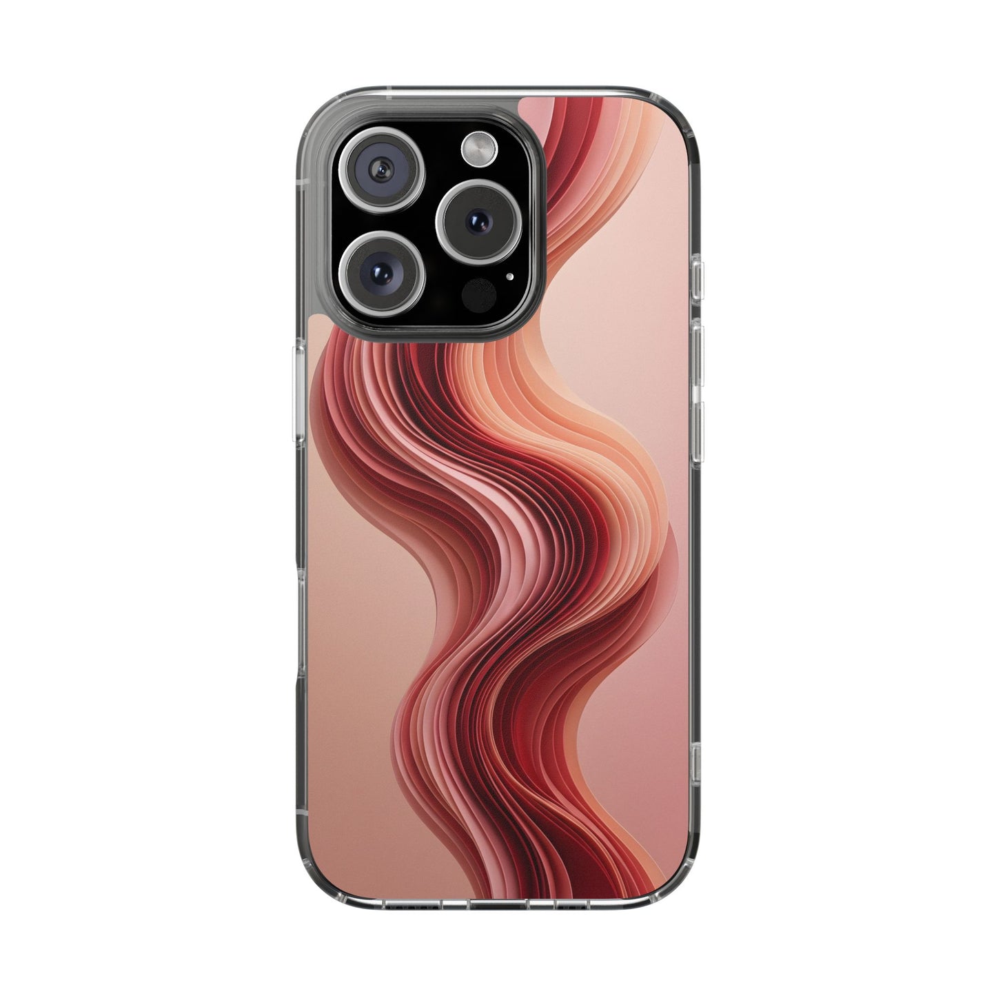 Terracotta Fluid Wave Clear Case - MagSafe Compatible Abstract Cover