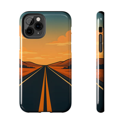 Endless Highway Tough Case - Minimalist Sunset Road Trip Aesthetic Cover