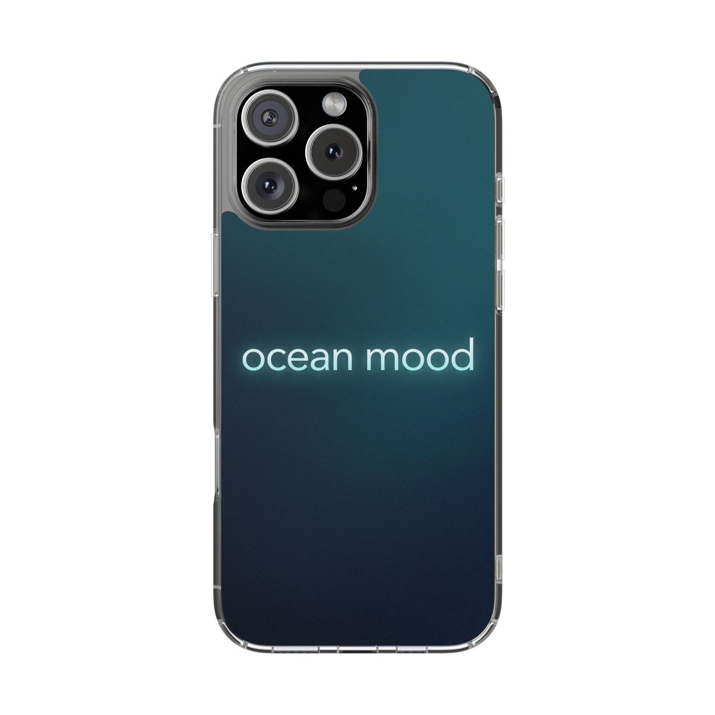 Dark Ocean Mood Neon Typography Case - MagSafe Compatible Minimalist Cover