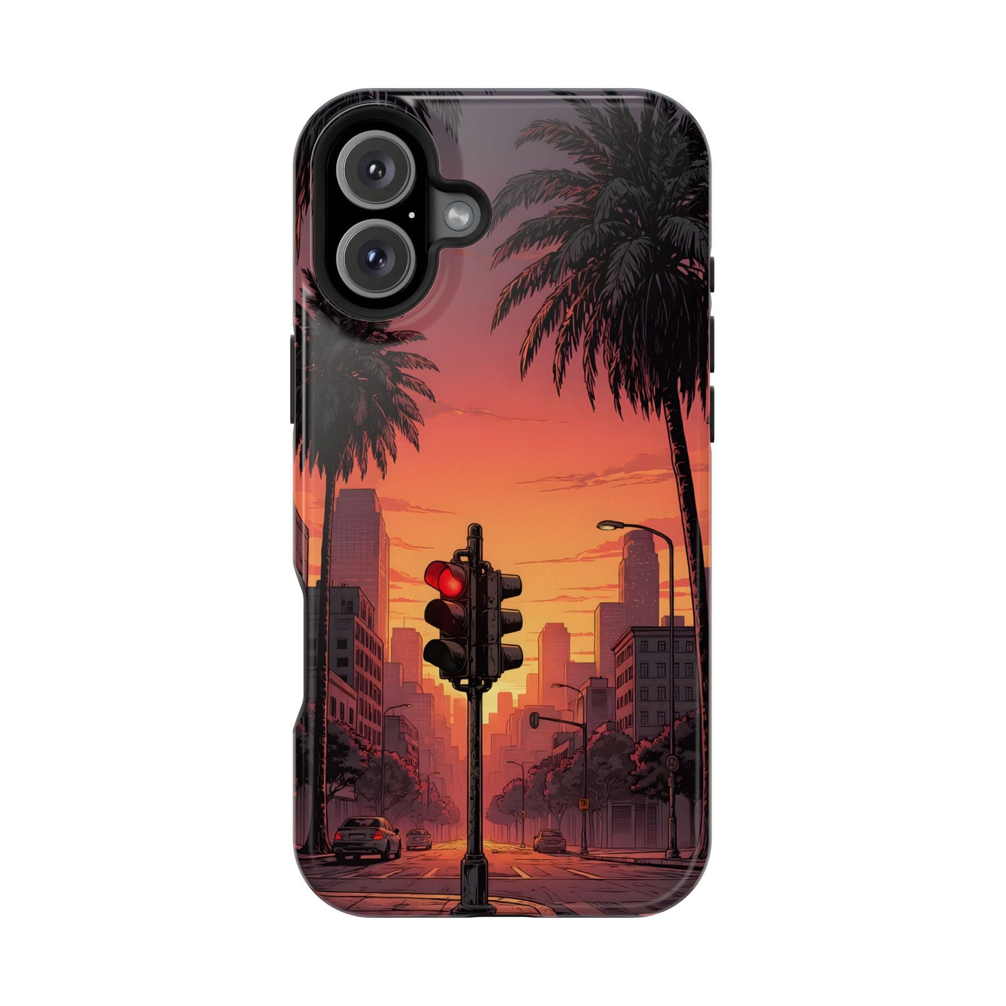 Lofi City Sunset: Aesthetic Urban Palm Tree MagSafe Case