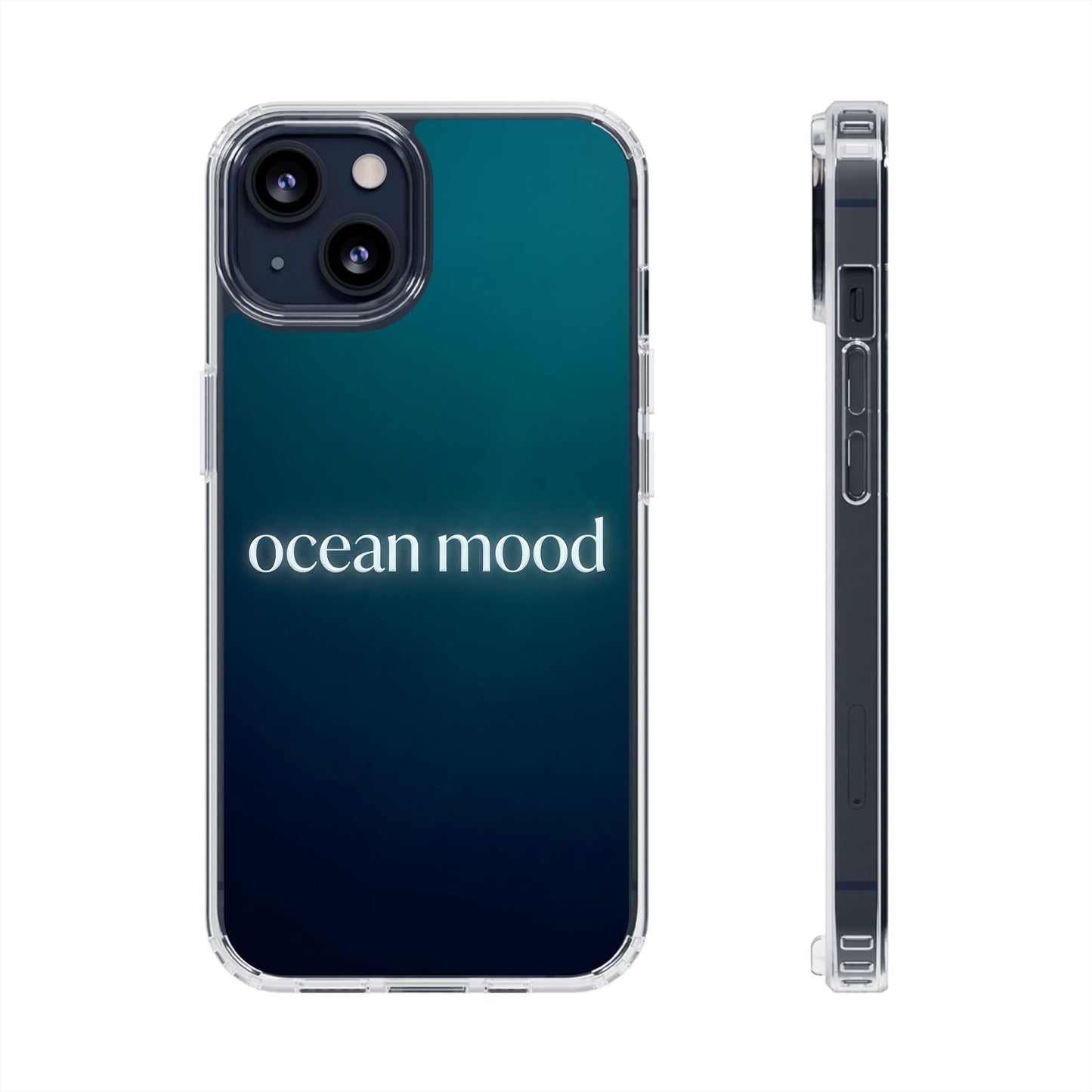 Dark Ocean Mood Clear Case - MagSafe Compatible Teal Gradient Cover
