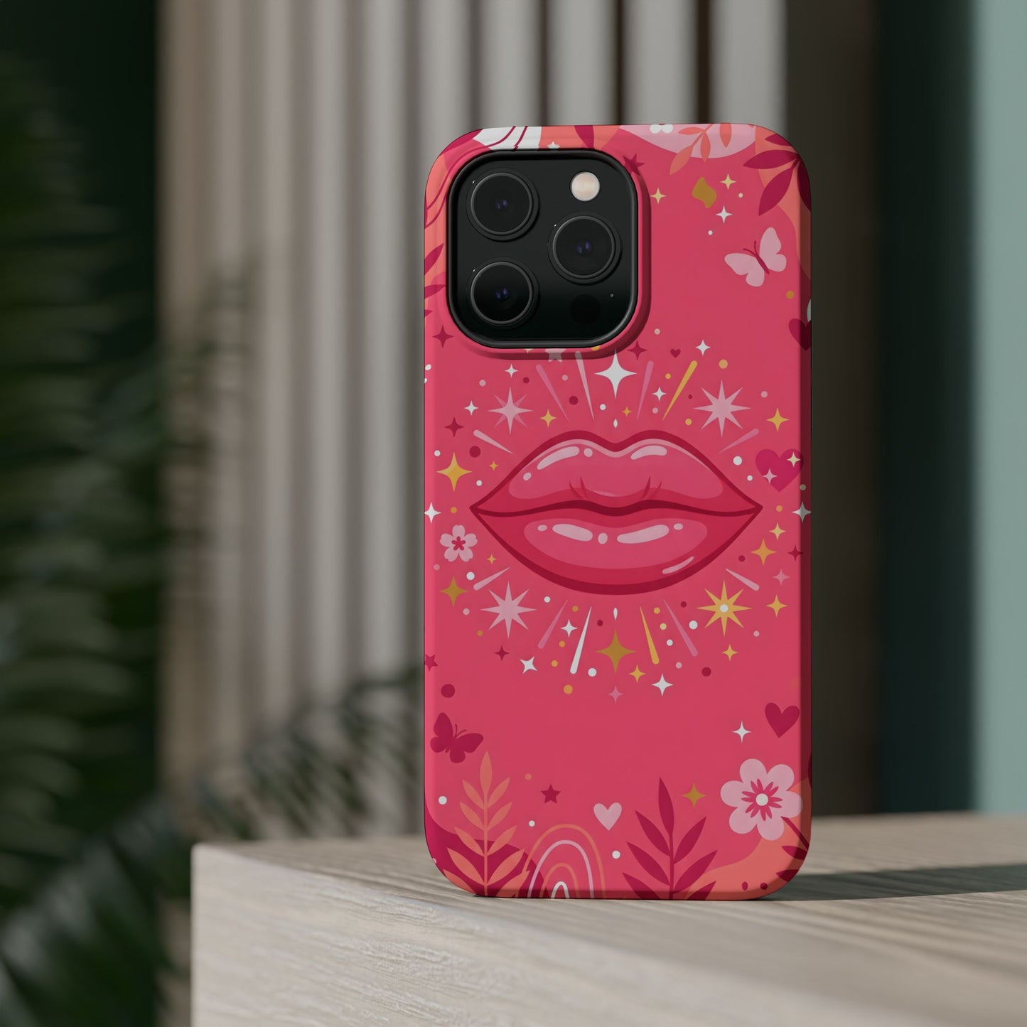 Retro Pink Kiss Floral Magnetic Impact Case