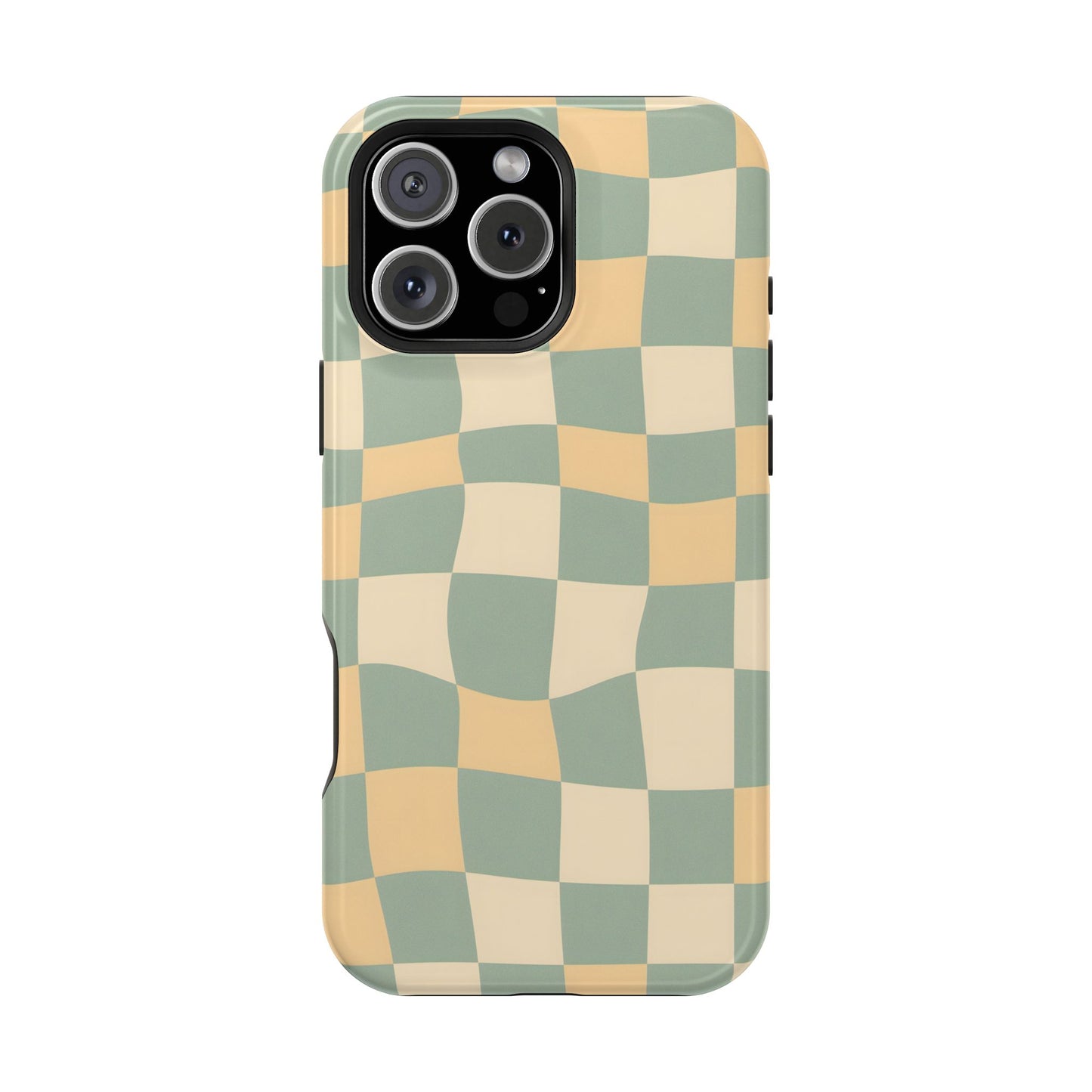 Wavy Sage & Cream Checkerboard Magnetic Case