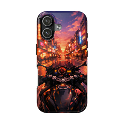 Motorcycle City POV Tough Case - Urban Sunset Rider Cover for iPhone & Samsung