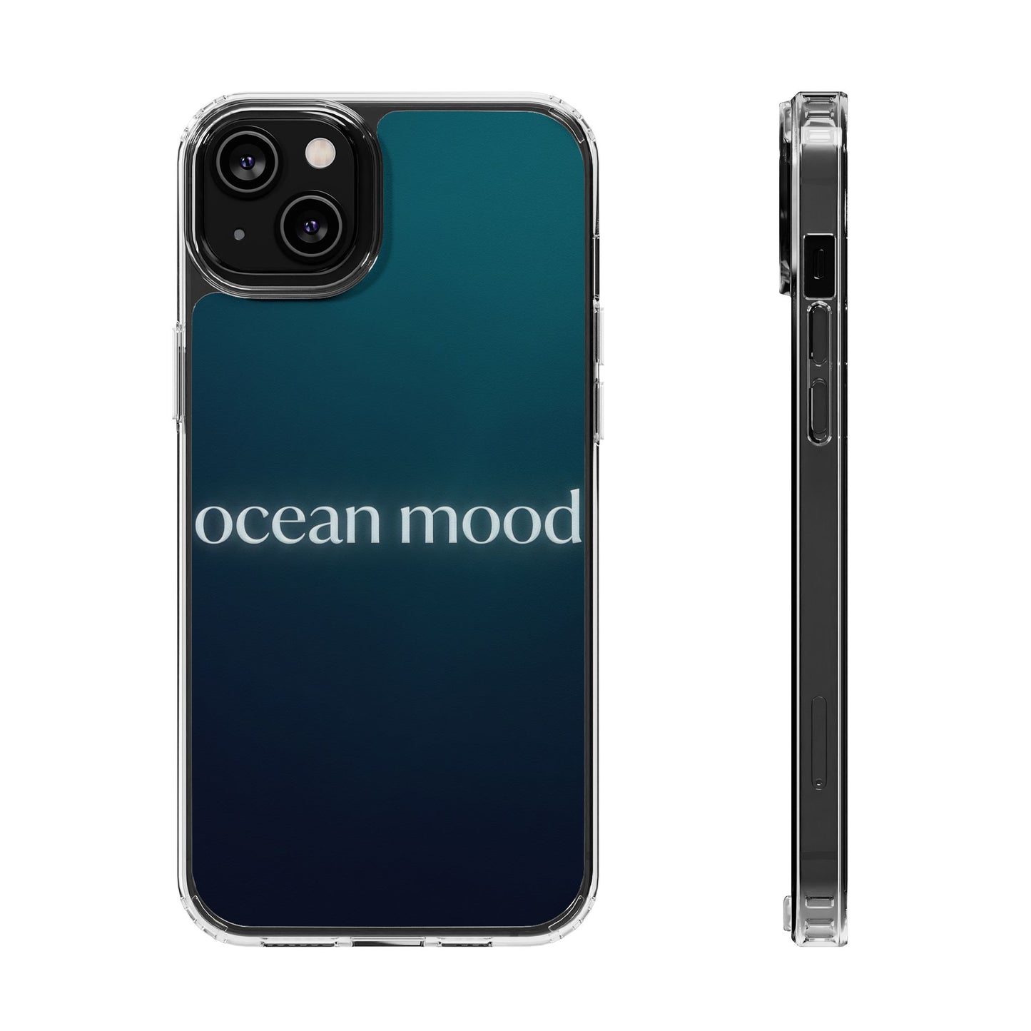Dark Ocean Mood Clear Case - MagSafe Compatible Teal Gradient Cover