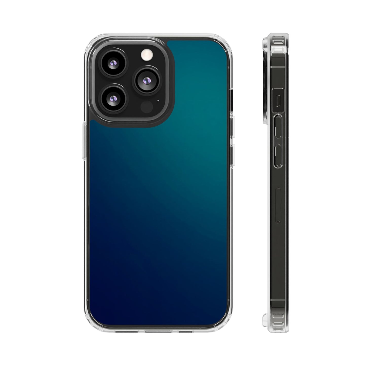 Midnight Ocean Aura Clear Case - MagSafe Compatible Deep Teal Gradient