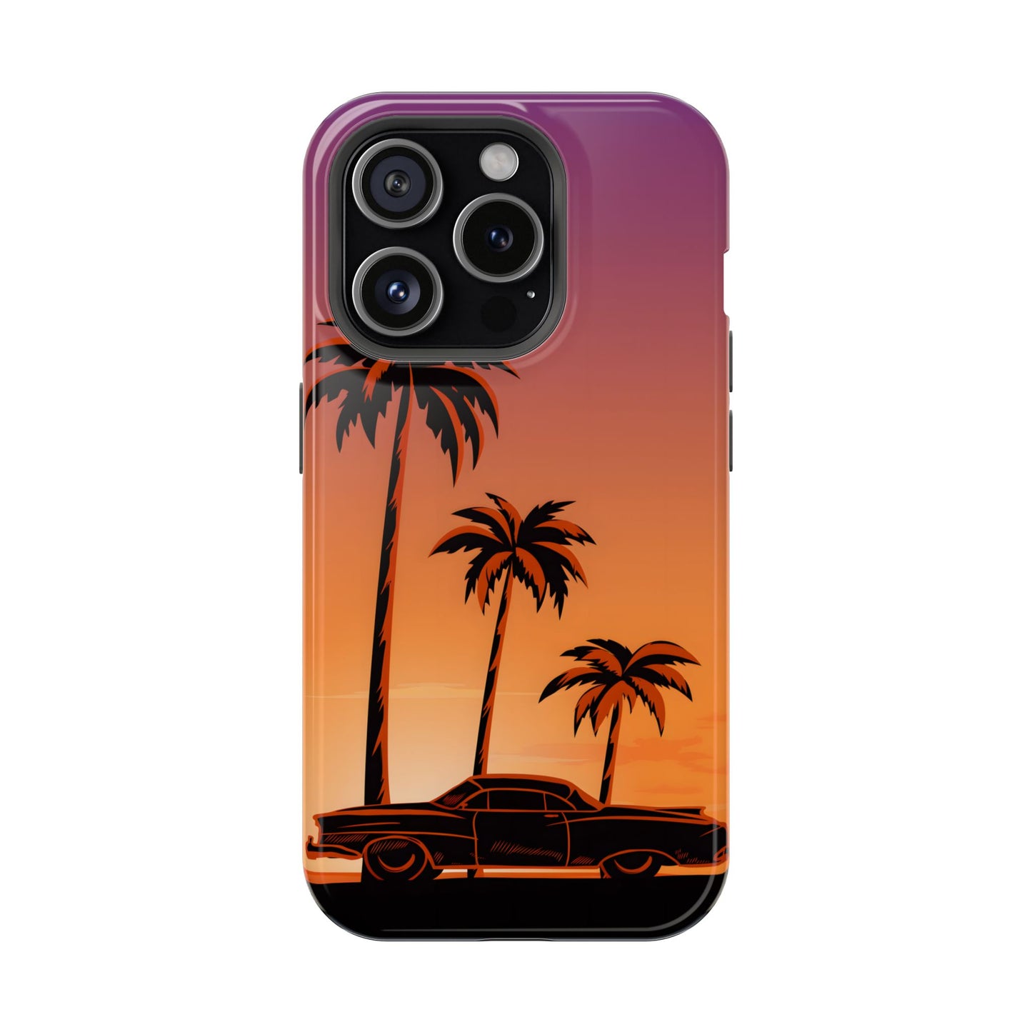 Retro Coastline: Vintage Car & Palm Sunset MagSafe Case