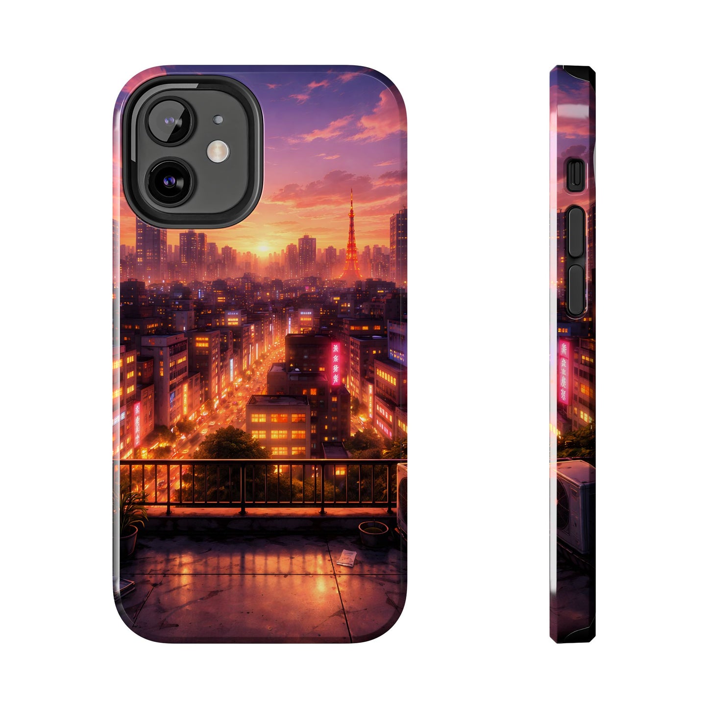 Tokyo Sunset Rooftop Tough Case - Urban Lo-Fi Skyline Cover for iPhone & Samsung