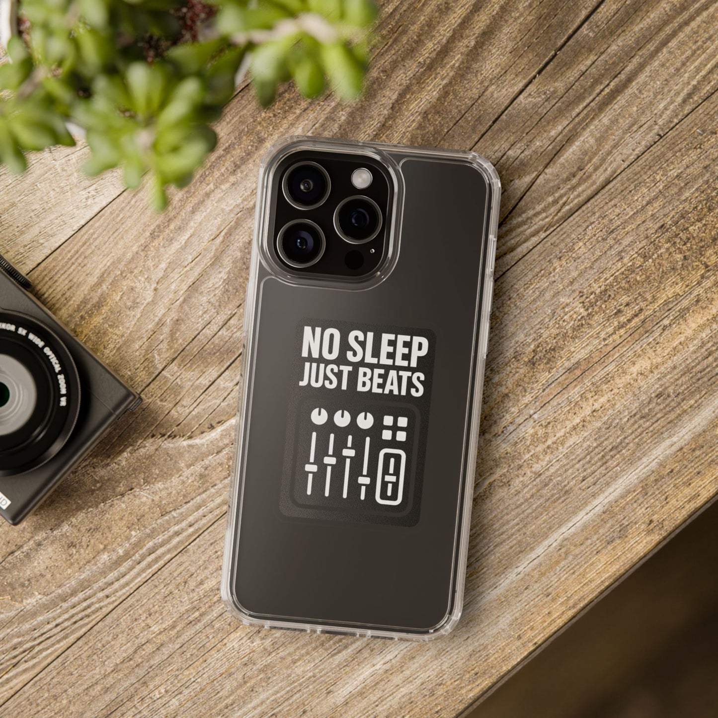 Clear "No Sleep Just Beats" Case - Minimalist DJ & Producer Transparent Cover