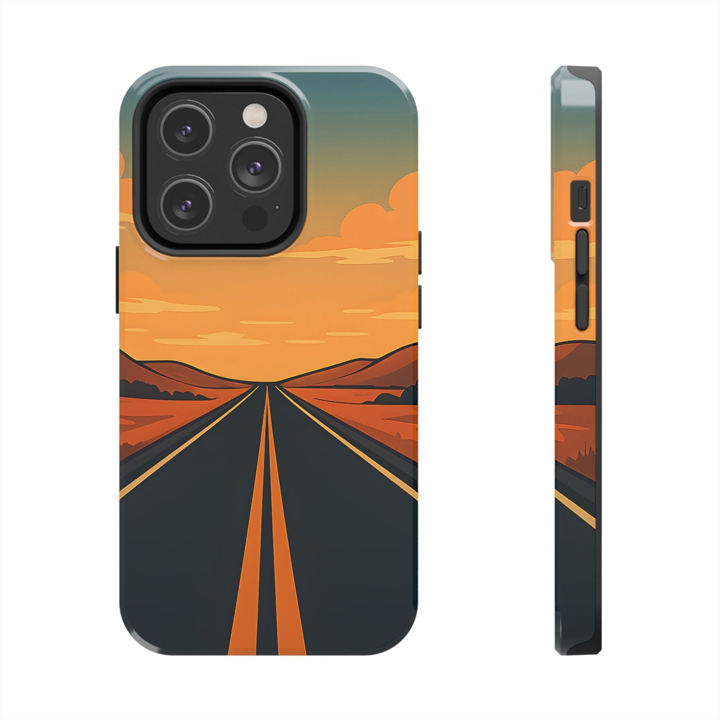 Endless Highway Tough Case - Minimalist Sunset Road Trip Aesthetic Cover