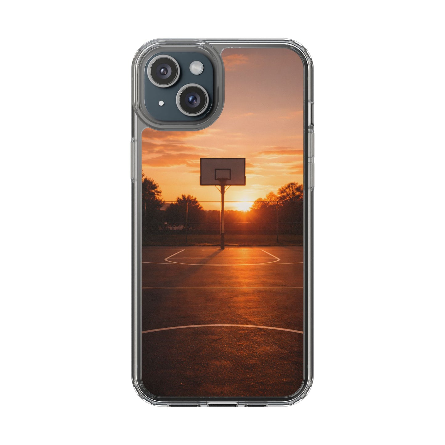 Clear Golden Hour Basketball Case - Urban Sunset Court Transparent Cover