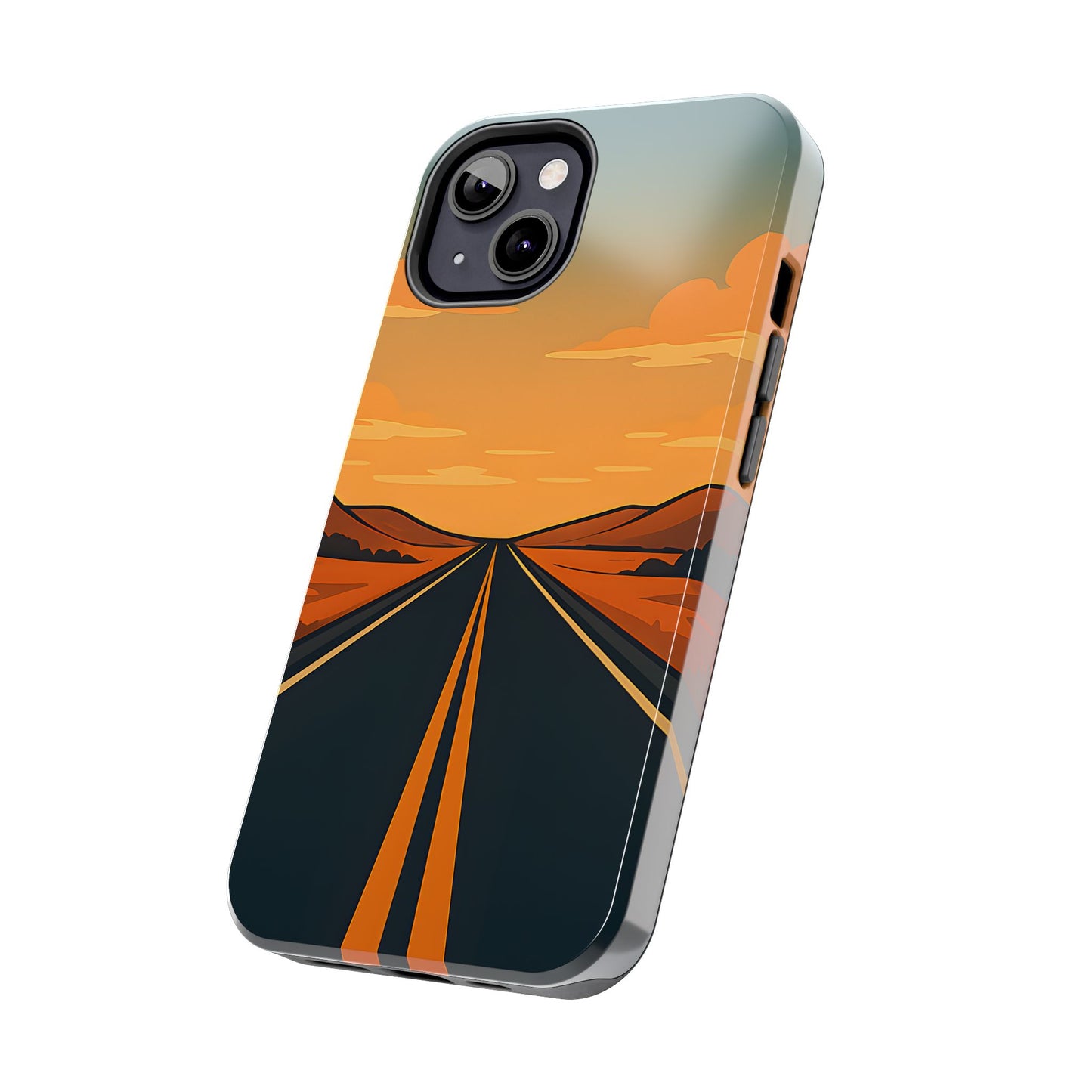 Endless Highway Tough Case - Minimalist Sunset Road Trip Aesthetic Cover