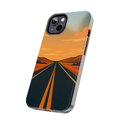 Endless Highway Tough Case - Minimalist Sunset Road Trip Aesthetic Cover