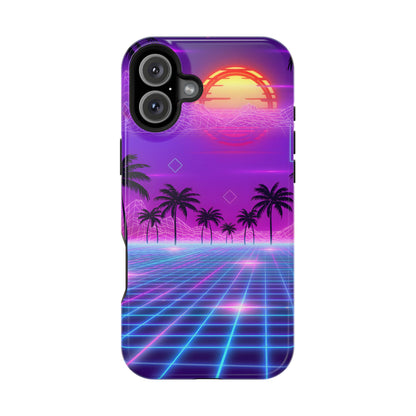 Neon Horizon: Premium Synthwave Sunset MagSafe Case