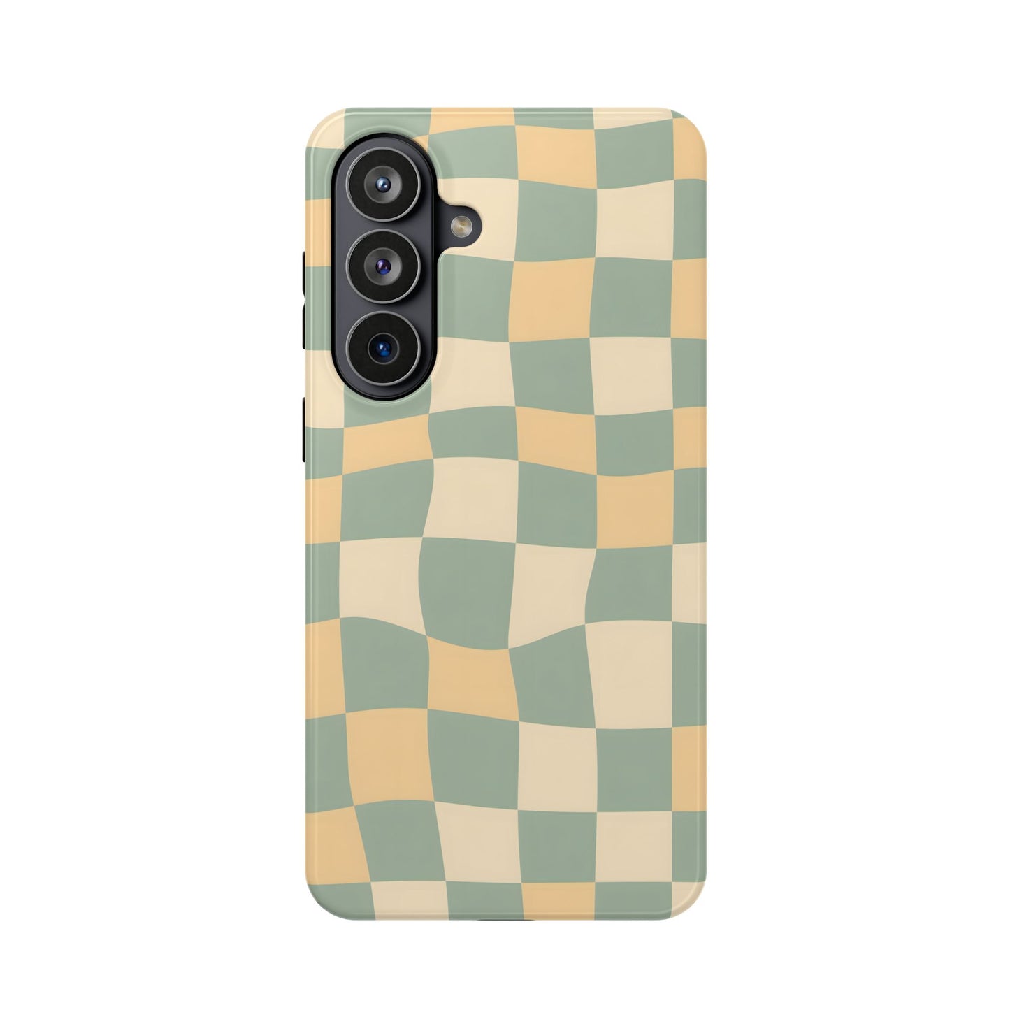 Wavy Sage & Cream Checkerboard Magnetic Case