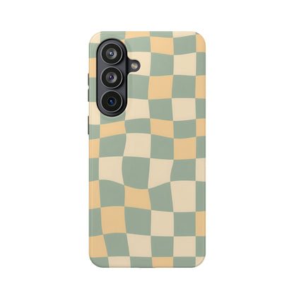 Wavy Sage & Cream Checkerboard Magnetic Case
