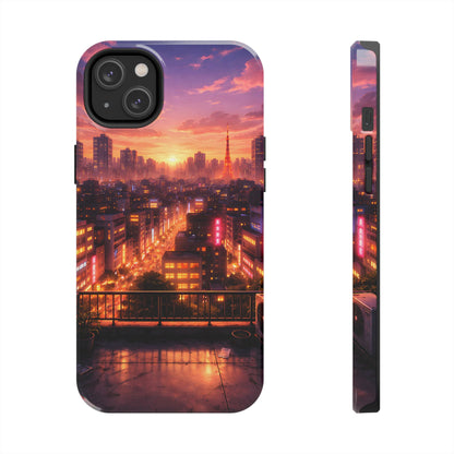 Tokyo Sunset Rooftop Tough Case - Urban Lo-Fi Skyline Cover for iPhone & Samsung