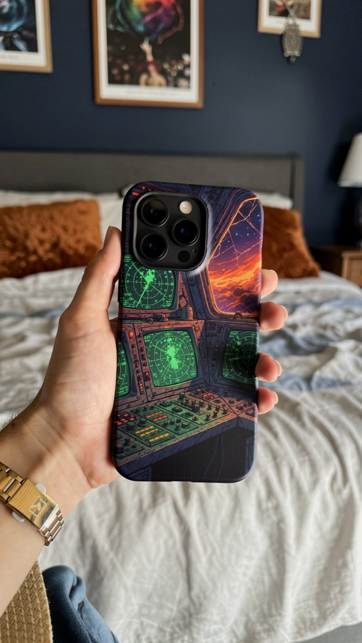 Cosmic Command: Retro Spaceship Cockpit MagSafe Case
