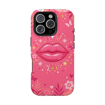 Retro Pink Kiss Floral Magnetic Impact Case