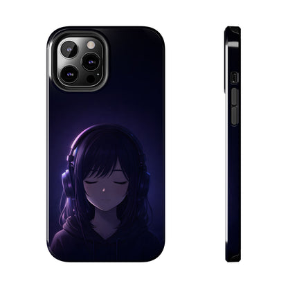 Midnight Lofi Anime Girl Tough Case - Deep Purple Music Cover for iPhone & Samsung