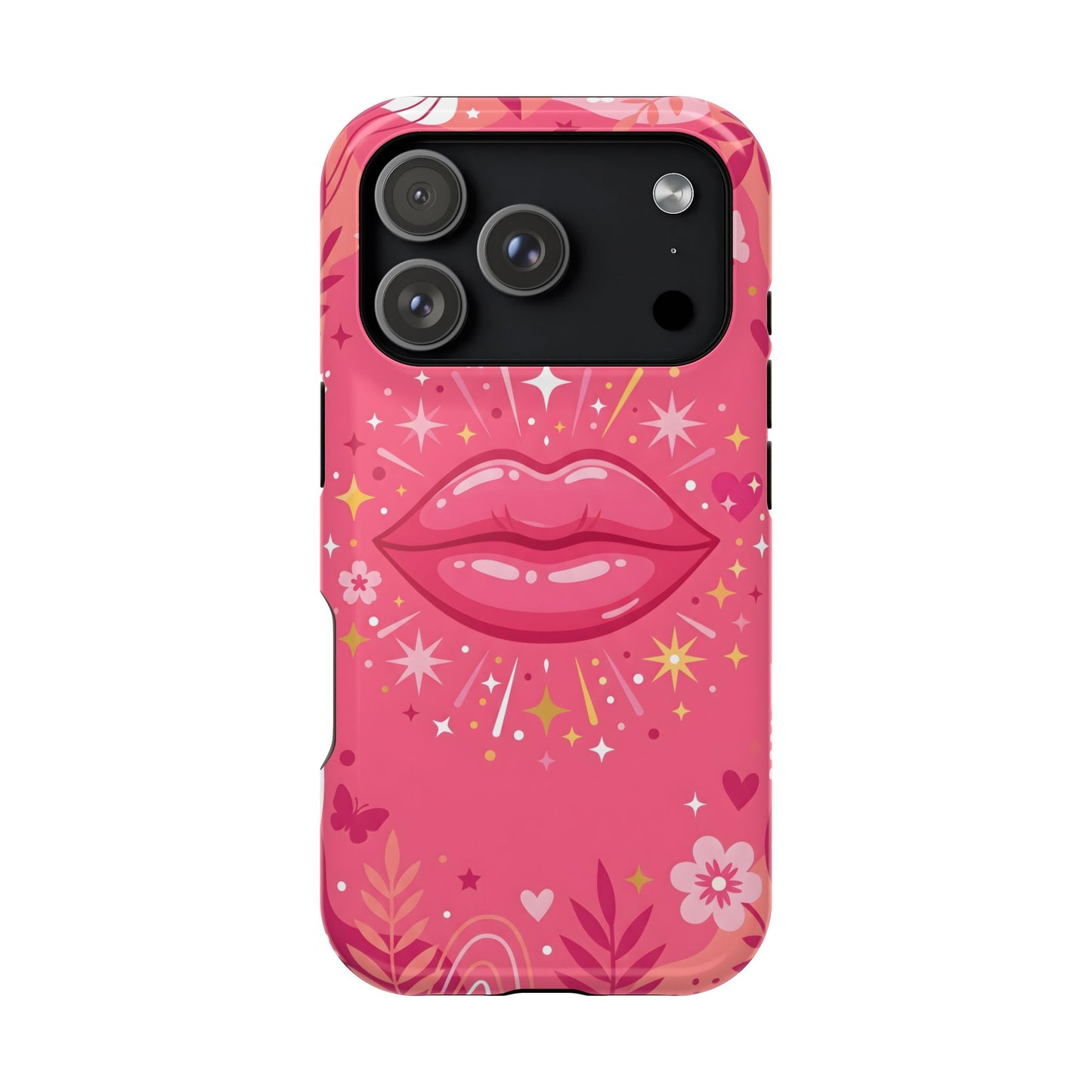 Retro Pink Kiss Floral Magnetic Impact Case