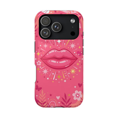 Retro Pink Kiss Floral Magnetic Impact Case