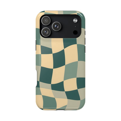 Forest Green Wavy Checkerboard Magnetic Case