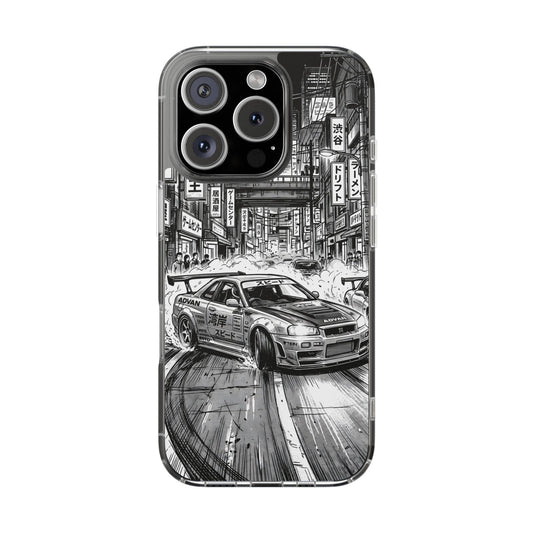 Tokyo Night Drift Manga Case - MagSafe Compatible JDM Clear Cover