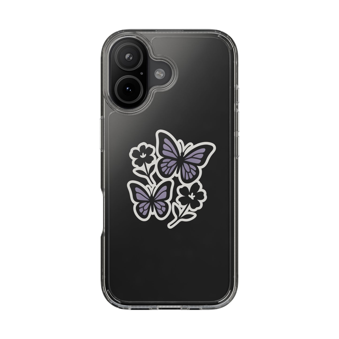 Clear Lavender Butterfly Case - Floral Botanical Transparent Cover for iPhone & Samsung