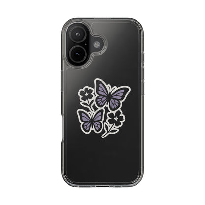 Clear Lavender Butterfly Case - Floral Botanical Transparent Cover for iPhone & Samsung
