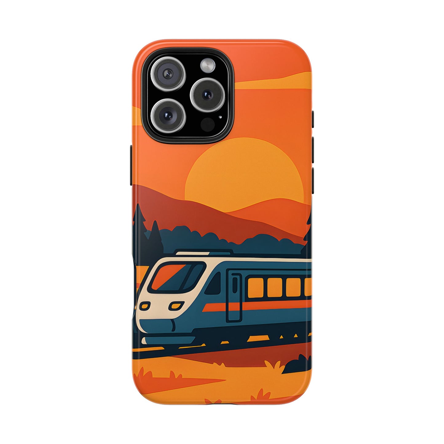 Golden Hour Express Tough Case - Minimalist Sunset Train Aesthetic Cover